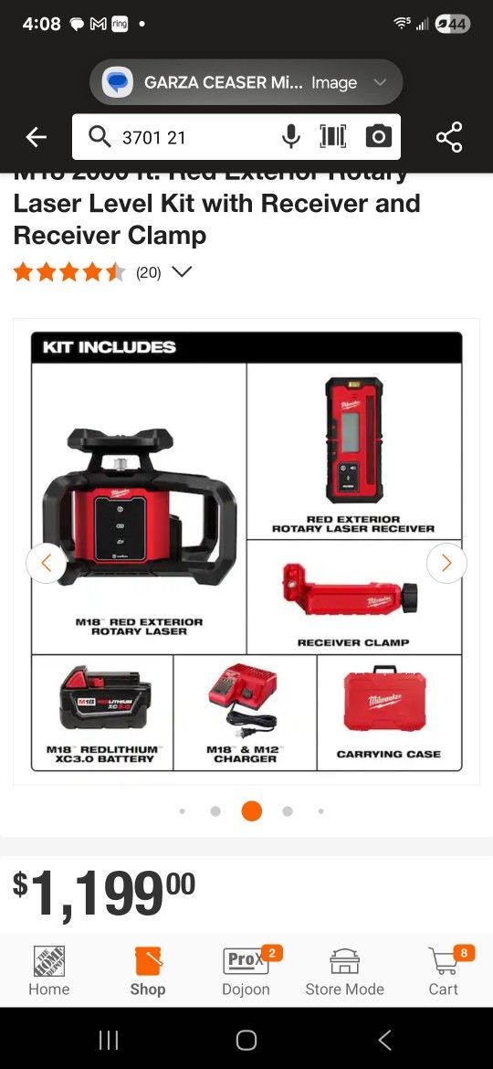 Milwaukee
M18 2000 ft. Red Exterior Rotary Laser Level Kit with Receiver and Receiver Clamp