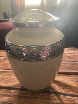 Large White Aluminum Urn