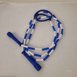 Blue and White Beaded Jump Rope