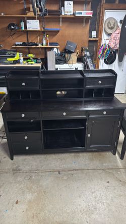 Living spaces office set up. Desk and top organizer