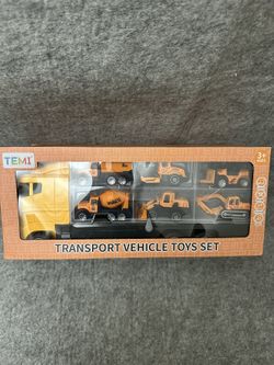 TEMI Toddler Toys for 3+ Years Old Boys, Die-cast Construction Toys Car Carrier Vehicle Toy Set w/Play Mat, Kids Toys Truck Alloy Metal Car Toys 