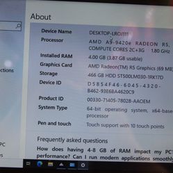 Dell 4.00 Gb Ram Amd A9-9420e Radeon R5 Computer Cores 2c +3G 120$