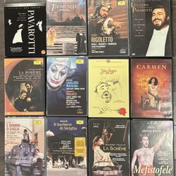 12 VARIOUS OPERA DVD’S WITH ALL OF THE GREATEST OPERA SINGERS OF ALL TIME
