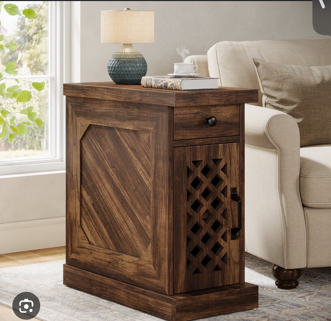 Rustic End Table Side Table Wooden Cabinet