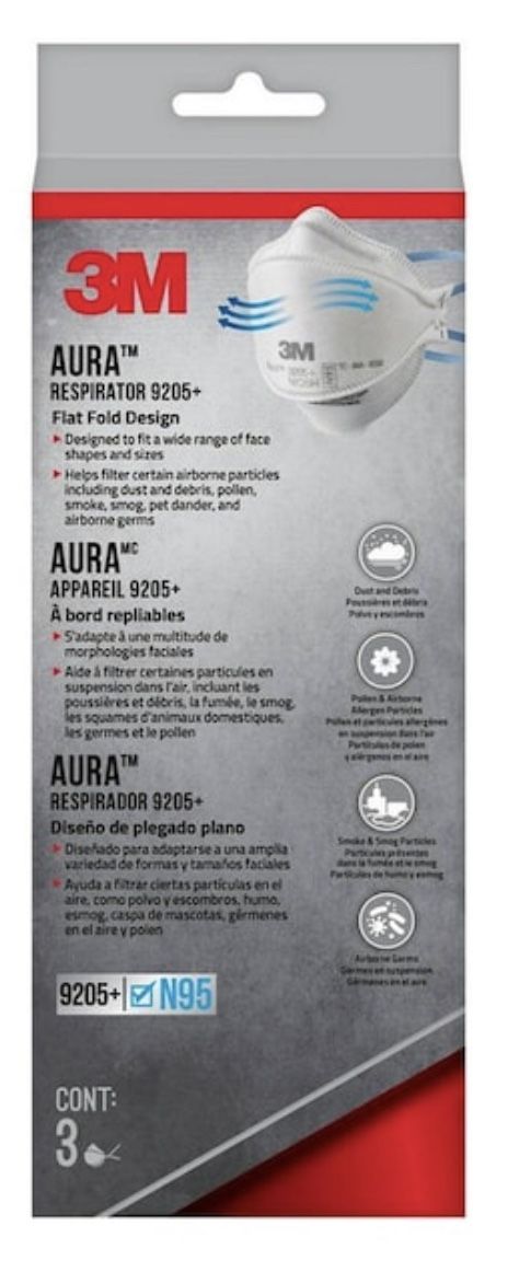 3M Aura Particulate Respirator N95 Foldable (3-Pack)