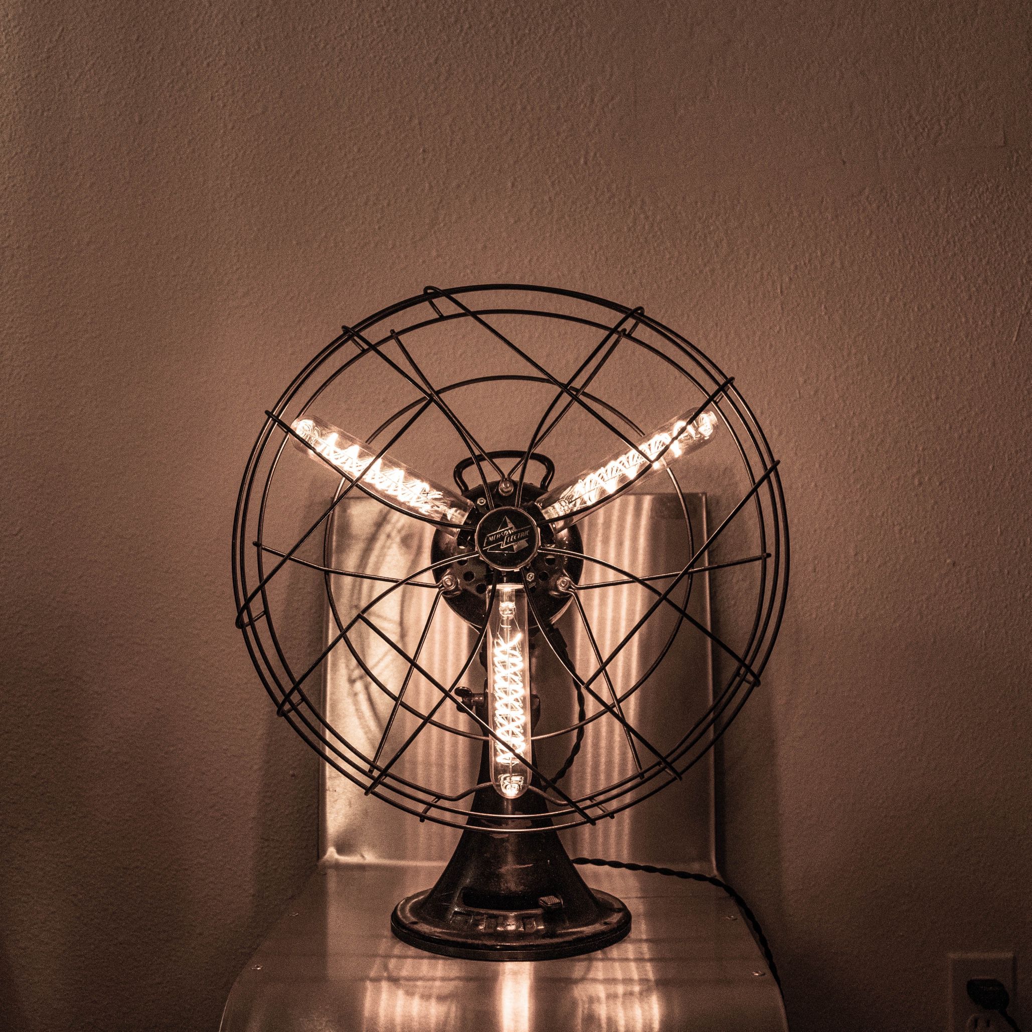 Lamp Beautiful Vintage Fan Professionally Converted Into Edison Steampunk Lamp