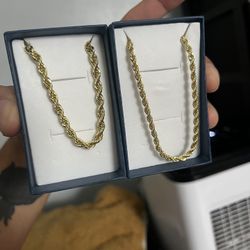 Gold Plated Rope Necklace & Bracelet 