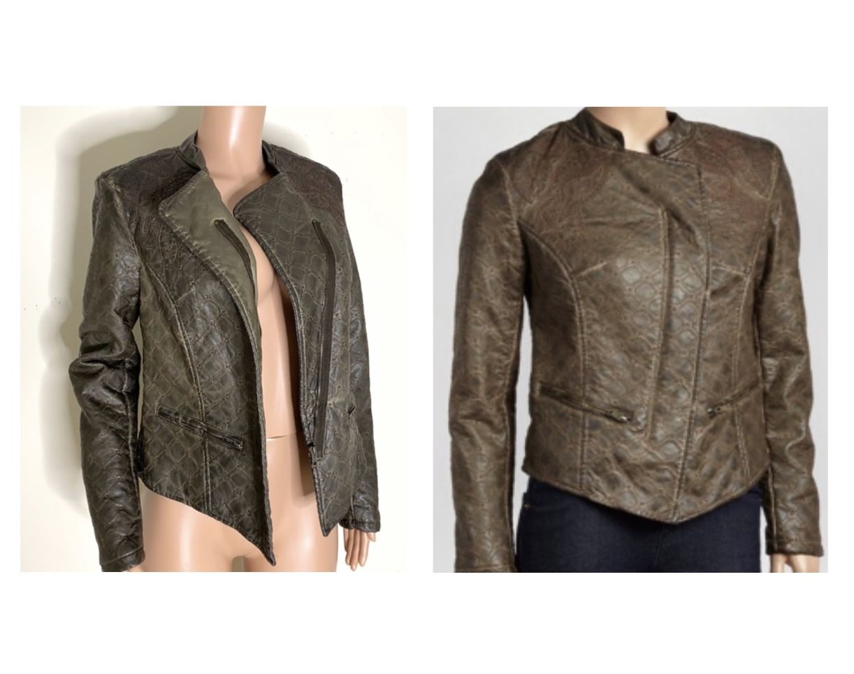 NWT ABS by Allen Schwartz gorgeous rustic embroidered faux leather jacket. Sz M