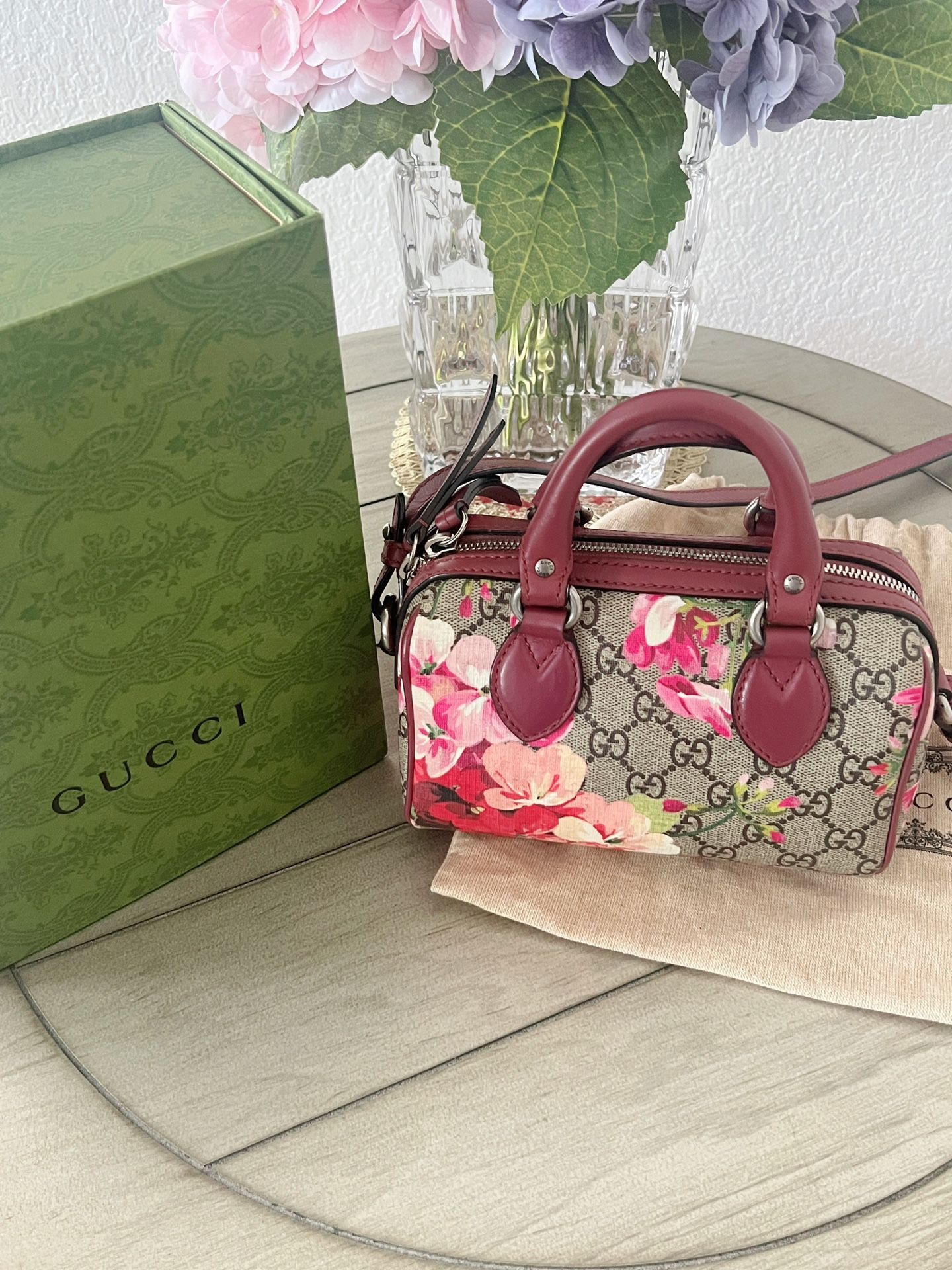 Pre Owned Gucci Supreme Floral Boston Bag