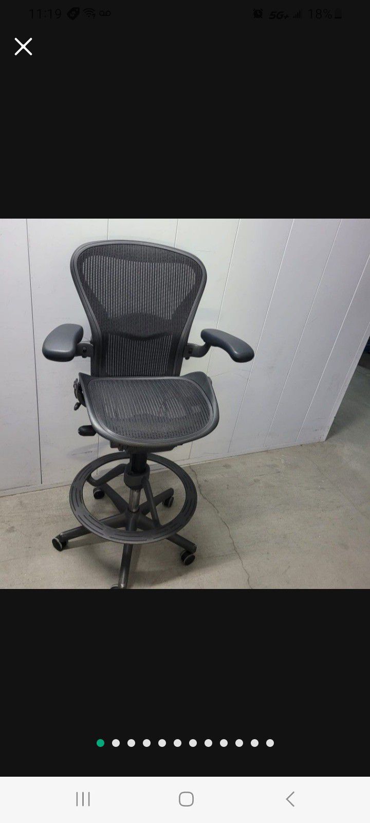 Bar Height Stool /Drafting Chair By Herman Miller Aeron Type B Fully Ergonomic 