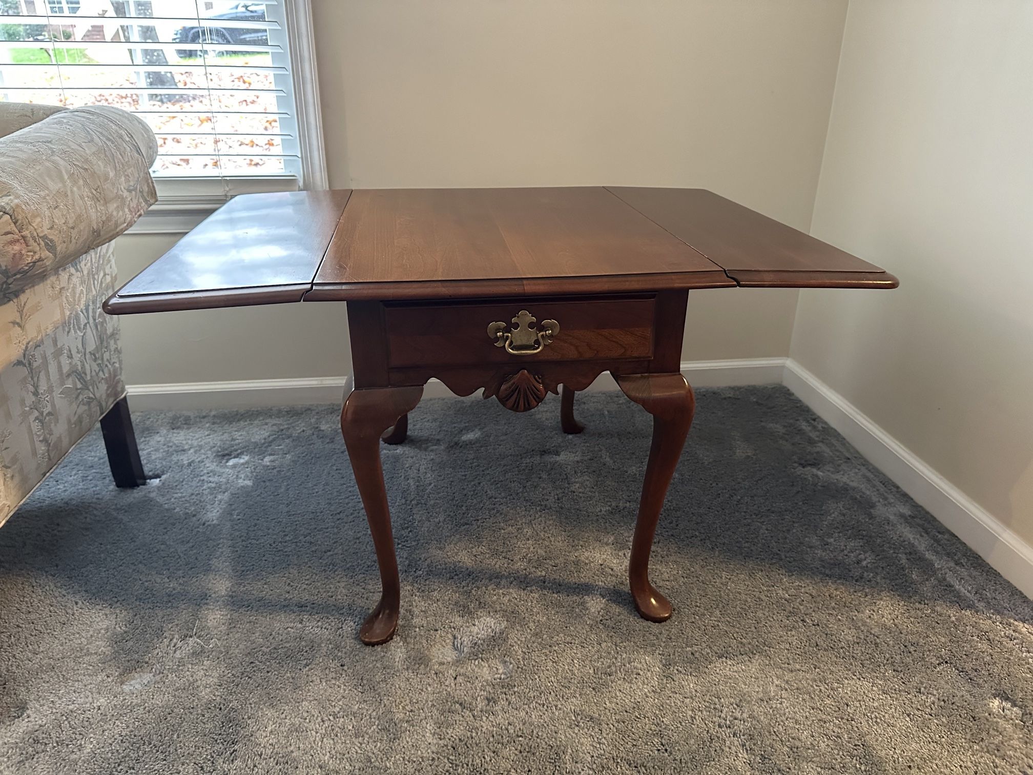 Cresent Furniture Solid Cherry End Table with Drop Leaf