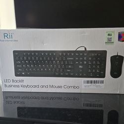Rii Three Colors Backlit Keyboard and Mouse, Wired Keyboard and Mouse Combo