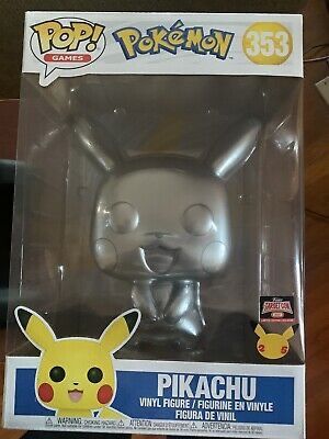 Funko Pop #353 Pikachu Silver Metallic 10” Jumbo Target Con Exclusive Pokemon
