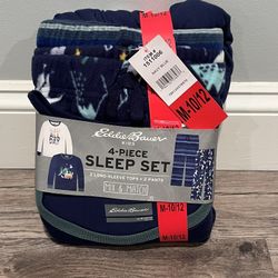 NEW Boys Eddie Bauer 4 Piece Sleep Set. Pajamas. Size M (10-12).