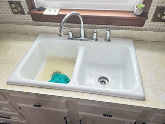 Acrylic two compartment kitchen sink
