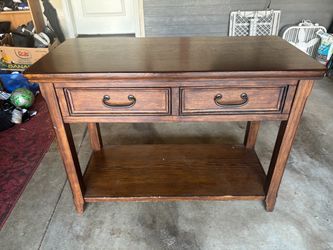 Wood Console Table with Two Drawers