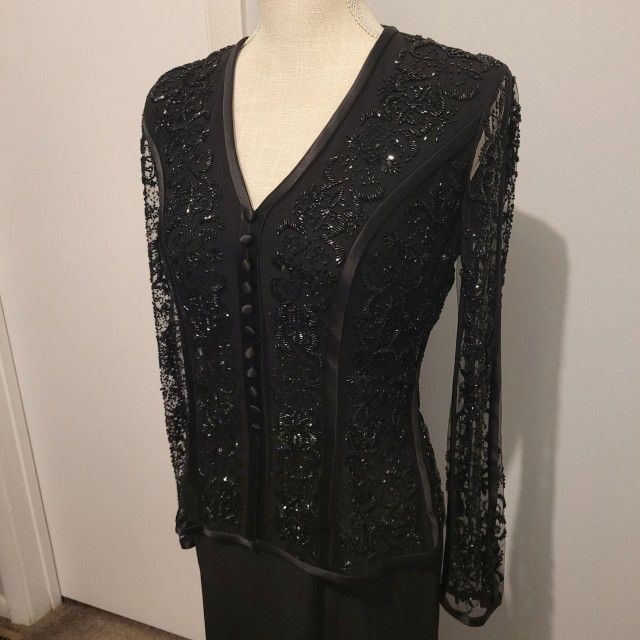 Terani Couture Women's Black Long Sleeve Formal Evening Dress Size 6