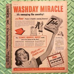Large Original 1948 Tide Laundry Detergent Print Ad