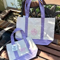 Trader Joe’s Large lavender tote And mini Tote Bags. Set Of 2, New With Tags!