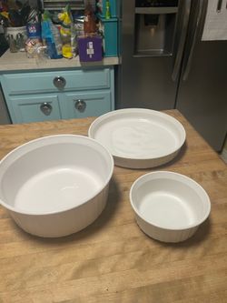 Set of 3 vintage Corningware French classic round bakeware