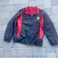 Black Windbreaker Jacket XL Red Trim  Manchester United
