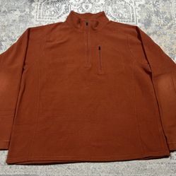 LL Bean Orange Trail Fleece Quarter Zip Pullover Size XL Pocket  