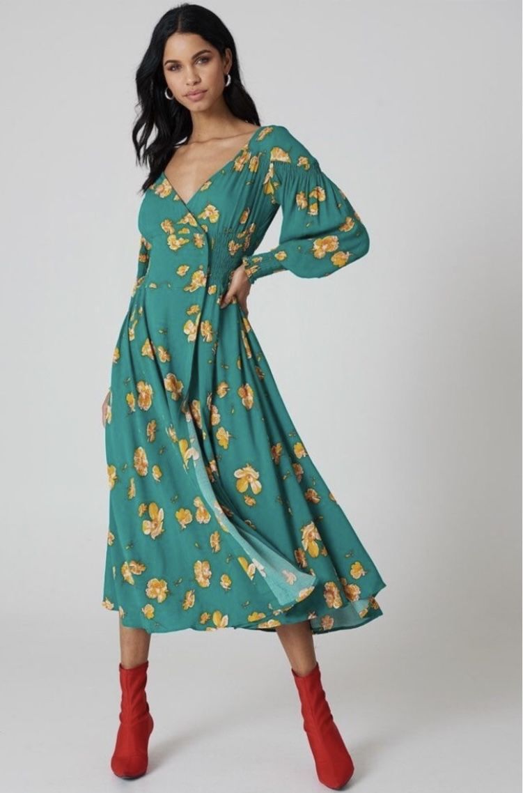 Brand new woman’s Free People brand Green Floral Dress Up for Sale