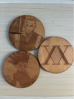 Anime Wooden Engraved Coaster - Hunter X Hunter & Tokyo Revenger