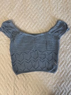 Aeropostale Blue Knit Crochet Crop Top