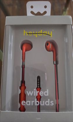 heyday Coral/Orange Wired Earbuds