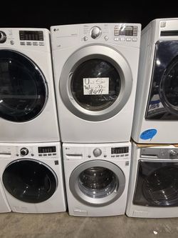 LG white front load washer and gas dryer set