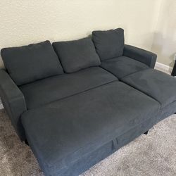 Comfy Blue Couch + 2 Ottomans - Great Condition!