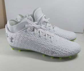 White Under Armour Spotlight LUX MC Lacrosse Cleats with Lime green Size 12
