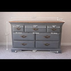 Vintage-Style Gray Dresser with Solid Wood Top
