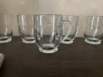 Apex set of 5 glass French La Rochère bumblebee hard to find shape coffee mugs