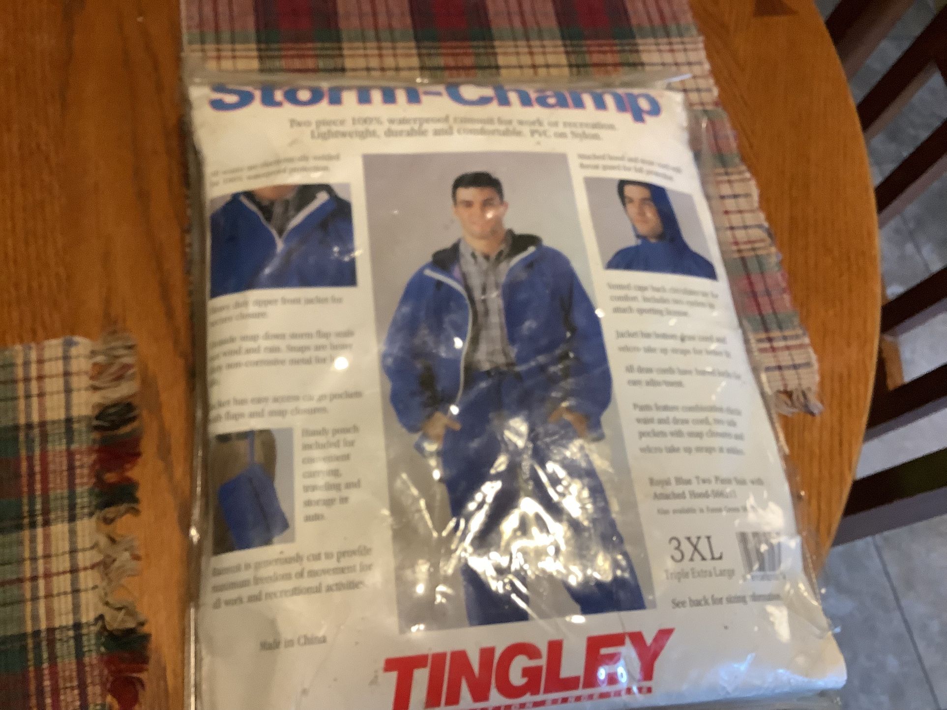 Tingley Storm Champ 2 piece 100% waterproof rain suit for work or recreation brand new size 3X Heavy duty zipper, plenty of cargo pockets, pants have