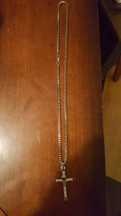 Brand new mens stainless steel necklace and cross