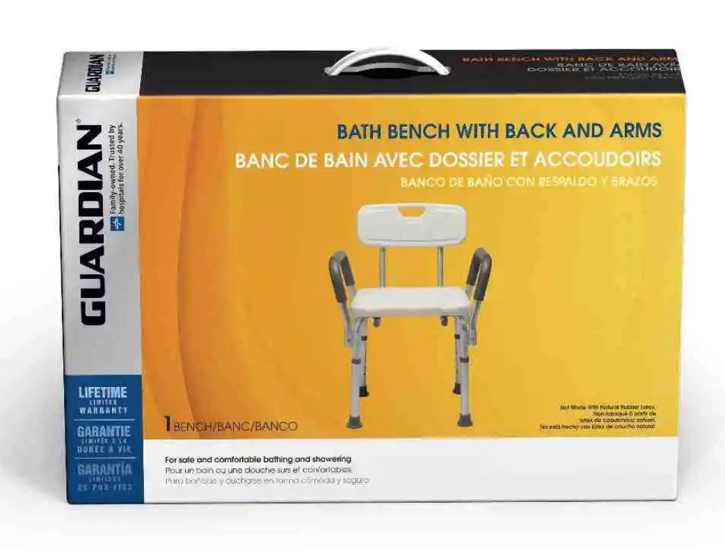 Medline MDS89745RA Shower/Bath Chair with Padded Armrests 350lbs for