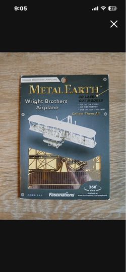NEW Metal Earth Wright Brothers Airplane 3D Laser Cut Model Art Craft Build Up Steel Puzzle