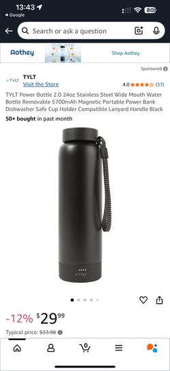 TYLT Water Bottle w/Wireless Charger - 24oz