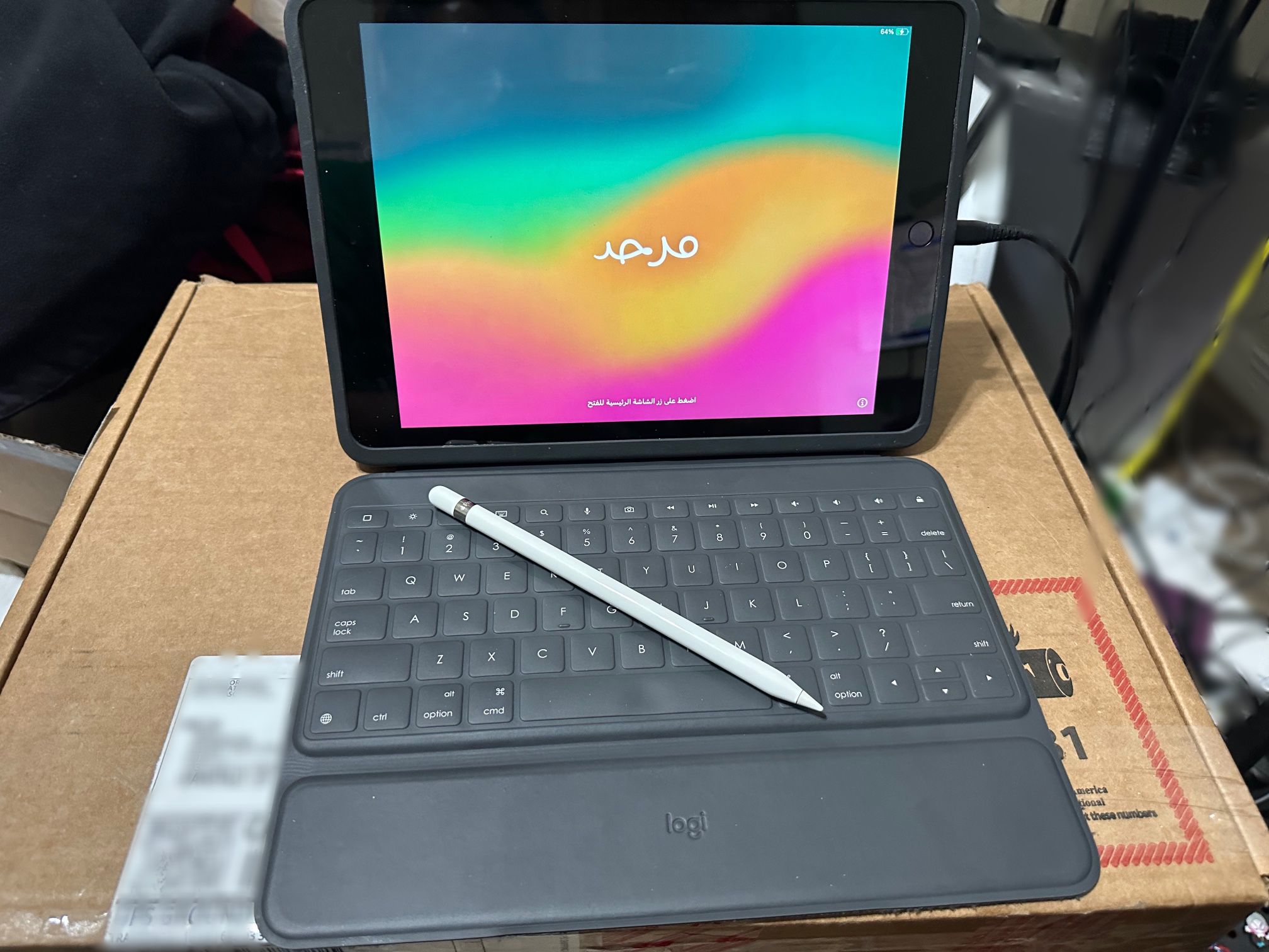iPad 7th gen with keyboard case and Apple Pencil