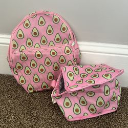 Pretty in Pink: Avocado-themed Backpack and Lunch Box Set