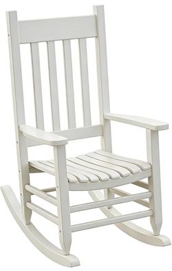 White Wood Slat Rocking Chair