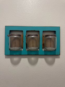 Rustic Wood Wall Organizer with Mason Jars