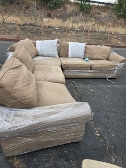 Large Beige Sectional Sofa – Good Condition