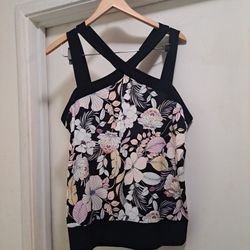 AUW Ladies XL Raceback Flower Halter Top