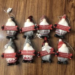 Gnome Ornaments Lot Of 10 New 