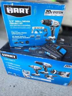 Hart 20V Drill/Driver Kit & 4-Tool Combo Kit