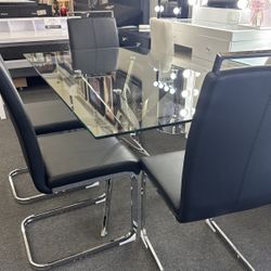 New 5pc Black Dining Set