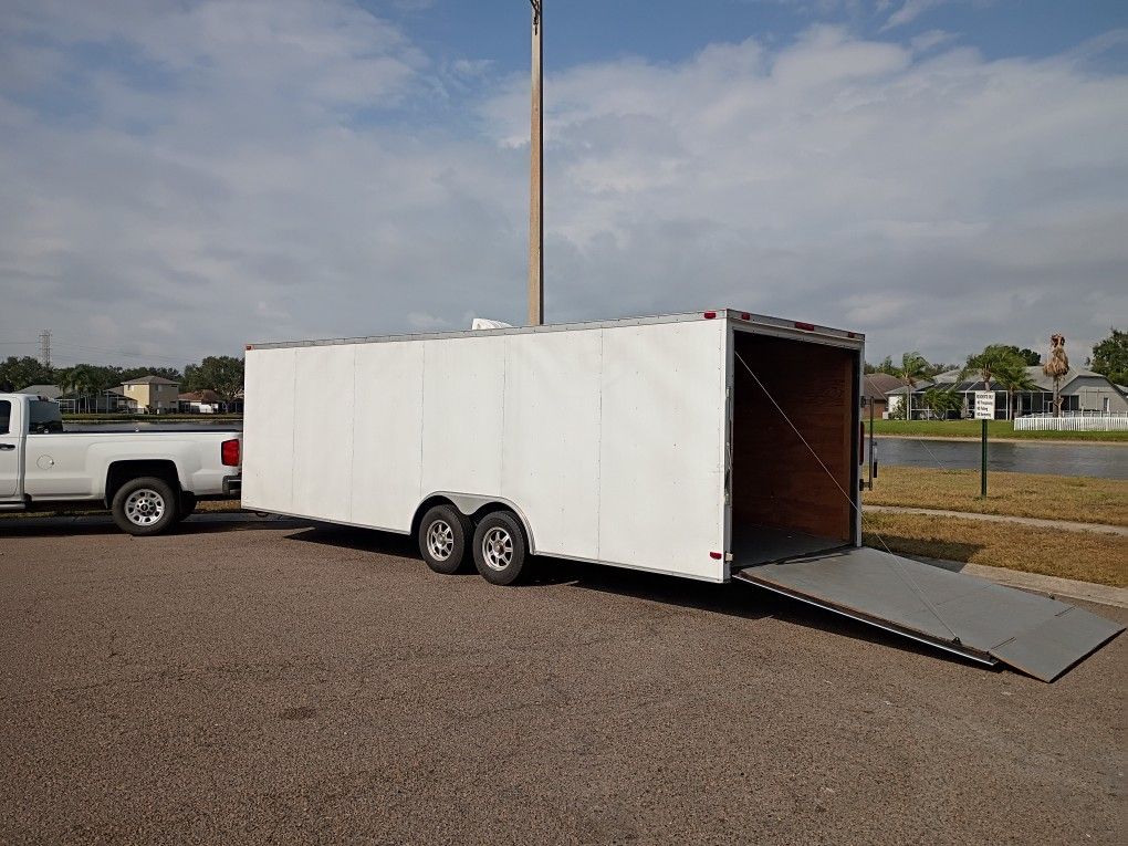 Big Beautiful White 24'L x 8.5'W Enclosed Cargo Trailer W/Ramp